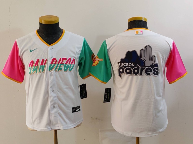 Youth San Diego Padres White Team Big Logo City Connect Stitched Baseball Jersey Youth San Diego Padres White Team Big Logo City Connect Stitched Baseball Jersey